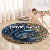 Catfish Fishing Personalized Round Carpet Blue Bass and Camo Reeds Background - Wonder Print Shop