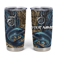 Catfish Fishing Personalized Tumbler Cup Blue Bass and Camo Reeds Background - Wonder Print Shop