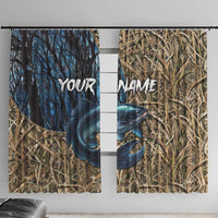 Catfish Fishing Personalized Window Curtain Blue Bass and Camo Reeds Background - Wonder Print Shop