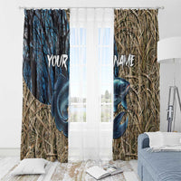 Catfish Fishing Personalized Window Curtain Blue Bass and Camo Reeds Background - Wonder Print Shop