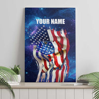 Bass Fishing Canvas Wall Art American Flag Patriotic and Cosmic Galaxy in Blue Red - Wonder Print Shop
