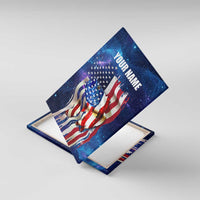 Bass Fishing Canvas Wall Art American Flag Patriotic and Cosmic Galaxy in Blue Red - Wonder Print Shop
