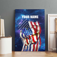 Bass Fishing Canvas Wall Art American Flag Patriotic and Cosmic Galaxy in Blue Red - Wonder Print Shop