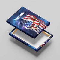 Bass Fishing Canvas Wall Art American Flag Patriotic and Cosmic Galaxy in Blue Red - Wonder Print Shop
