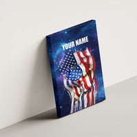 Bass Fishing Canvas Wall Art American Flag Patriotic and Cosmic Galaxy in Blue Red - Wonder Print Shop