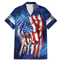 Bass Fishing Family Matching Mermaid Dress and Hawaiian Shirt American Flag Patriotic and Cosmic Galaxy in Blue Red - Wonder Print Shop
