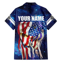 Bass Fishing Family Matching Off Shoulder Maxi Dress and Hawaiian Shirt American Flag Patriotic and Cosmic Galaxy in Blue Red - Wonder Print Shop