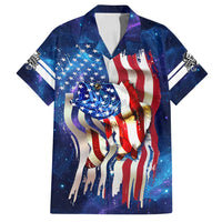 Bass Fishing Family Matching Summer Maxi Dress and Hawaiian Shirt American Flag Patriotic and Cosmic Galaxy in Blue Red - Wonder Print Shop
