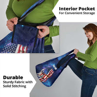 Bass Fishing Grocery Bag American Flag Patriotic and Cosmic Galaxy in Blue Red - Wonder Print Shop