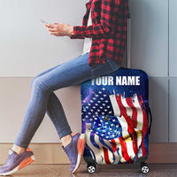 Bass Fishing Luggage Cover American Flag Patriotic and Cosmic Galaxy in Blue Red - Wonder Print Shop