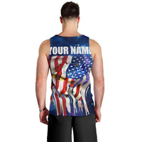 Bass Fishing Men Tank Top American Flag Patriotic and Cosmic Galaxy in Blue Red - Wonder Print Shop