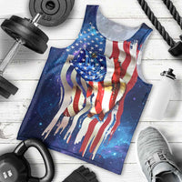 Bass Fishing Men Tank Top American Flag Patriotic and Cosmic Galaxy in Blue Red - Wonder Print Shop