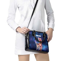 Bass Fishing Shoulder Handbag American Flag Patriotic and Cosmic Galaxy in Blue Red - Wonder Print Shop