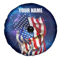 Bass Fishing Spare Tire Cover American Flag Patriotic and Cosmic Galaxy in Blue Red - Wonder Print Shop