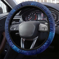 Bass Fishing Steering Wheel Cover American Flag Patriotic and Cosmic Galaxy in Blue Red - Wonder Print Shop