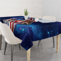 Bass Fishing Tablecloth American Flag Patriotic and Cosmic Galaxy in Blue Red - Wonder Print Shop