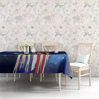 Bass Fishing Tablecloth American Flag Patriotic and Cosmic Galaxy in Blue Red - Wonder Print Shop