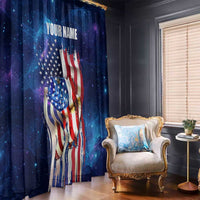 Bass Fishing Window Curtain American Flag Patriotic and Cosmic Galaxy in Blue Red - Wonder Print Shop