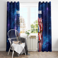 Bass Fishing Window Curtain American Flag Patriotic and Cosmic Galaxy in Blue Red - Wonder Print Shop
