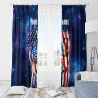 Bass Fishing Window Curtain American Flag Patriotic and Cosmic Galaxy in Blue Red - Wonder Print Shop