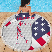 Personalized American Flag Golf Beach Blanket Female Silhouette and Red White Blue Golf Bag Graphic - Wonder Print Shop