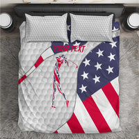 Personalized American Flag Golf Bedding Set Female Silhouette and Red White Blue Golf Bag Graphic - Wonder Print Shop