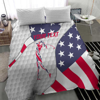 Personalized American Flag Golf Bedding Set Female Silhouette and Red White Blue Golf Bag Graphic - Wonder Print Shop