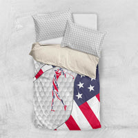 Personalized American Flag Golf Bedding Set Female Silhouette and Red White Blue Golf Bag Graphic - Wonder Print Shop