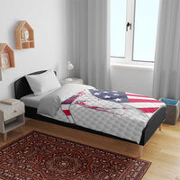 Personalized American Flag Golf Bedding Set Female Silhouette and Red White Blue Golf Bag Graphic - Wonder Print Shop
