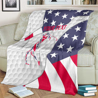 Personalized American Flag Golf Blanket Female Silhouette and Red White Blue Golf Bag Graphic - Wonder Print Shop