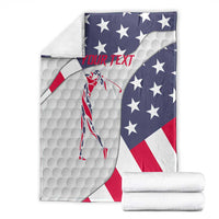 Personalized American Flag Golf Blanket Female Silhouette and Red White Blue Golf Bag Graphic - Wonder Print Shop