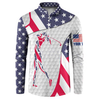 Personalized American Flag Golf Button Sweatshirt Female Silhouette and Red White Blue Golf Bag Graphic - Wonder Print Shop