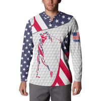 Personalized American Flag Golf Button Sweatshirt Female Silhouette and Red White Blue Golf Bag Graphic - Wonder Print Shop