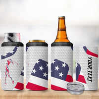 Personalized American Flag Golf 4 in 1 Can Cooler Tumbler Female Silhouette and Red White Blue Golf Bag Graphic - Wonder Print Shop
