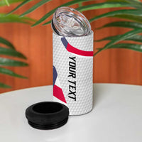 Personalized American Flag Golf 4 in 1 Can Cooler Tumbler Female Silhouette and Red White Blue Golf Bag Graphic - Wonder Print Shop