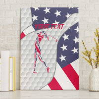 Personalized American Flag Golf Canvas Wall Art Female Silhouette and Red White Blue Golf Bag Graphic - Wonder Print Shop