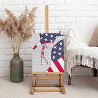 Personalized American Flag Golf Canvas Wall Art Female Silhouette and Red White Blue Golf Bag Graphic - Wonder Print Shop