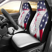 Personalized American Flag Golf Car Seat Cover Female Silhouette and Red White Blue Golf Bag Graphic - Wonder Print Shop