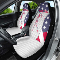 Personalized American Flag Golf Car Seat Cover Female Silhouette and Red White Blue Golf Bag Graphic - Wonder Print Shop