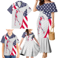 Personalized American Flag Golf Family Matching Mermaid Dress and Hawaiian Shirt Female Silhouette and Red White Blue Golf Bag Graphic - Wonder Print Shop
