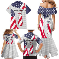 Personalized American Flag Golf Family Matching Mermaid Dress and Hawaiian Shirt Female Silhouette and Red White Blue Golf Bag Graphic - Wonder Print Shop