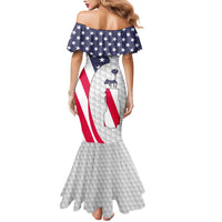 Personalized American Flag Golf Family Matching Mermaid Dress and Hawaiian Shirt Female Silhouette and Red White Blue Golf Bag Graphic - Wonder Print Shop
