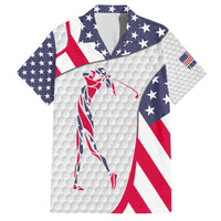 Personalized American Flag Golf Family Matching Off Shoulder Maxi Dress and Hawaiian Shirt Female Silhouette and Red White Blue Golf Bag Graphic - Wonder Print Shop