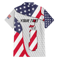 Personalized American Flag Golf Family Matching Off Shoulder Maxi Dress and Hawaiian Shirt Female Silhouette and Red White Blue Golf Bag Graphic - Wonder Print Shop