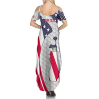 Personalized American Flag Golf Family Matching Summer Maxi Dress and Hawaiian Shirt Female Silhouette and Red White Blue Golf Bag Graphic - Wonder Print Shop