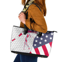 Personalized American Flag Golf Leather Tote Bag Female Silhouette and Red White Blue Golf Bag Graphic - Wonder Print Shop