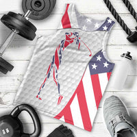 Personalized American Flag Golf Men Tank Top Female Silhouette and Red White Blue Golf Bag Graphic - Wonder Print Shop