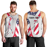 Personalized American Flag Golf Men Tank Top Female Silhouette and Red White Blue Golf Bag Graphic - Wonder Print Shop