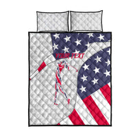 Personalized American Flag Golf Quilt Bed Set Female Silhouette and Red White Blue Golf Bag Graphic - Wonder Print Shop