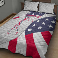 Personalized American Flag Golf Quilt Bed Set Female Silhouette and Red White Blue Golf Bag Graphic - Wonder Print Shop